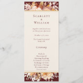 Programme Automne Floral Bourgogne Crème Simple Mariage (Devant)