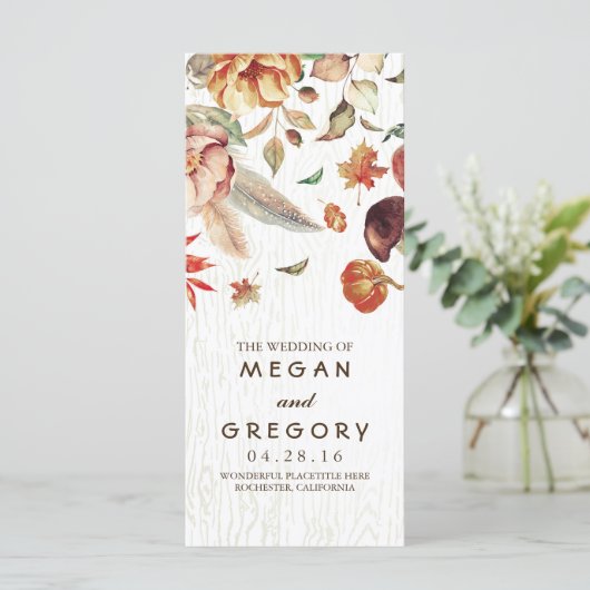 Programme Automne Harvest Rustic Citrouille Floral Wedding P (Debout devant)