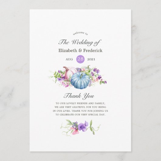Programme Automne - Mariage Floral d'Automne (Devant)