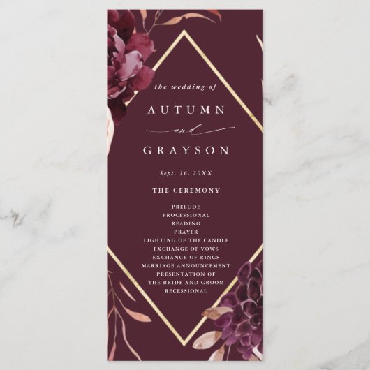 Programme Automne Romance Gold Frame Bourgogne Mariage (Devant)