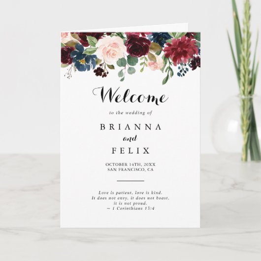 Programme Automne Rustique Bourgogne Calligraphie pliée Mari (Devant)