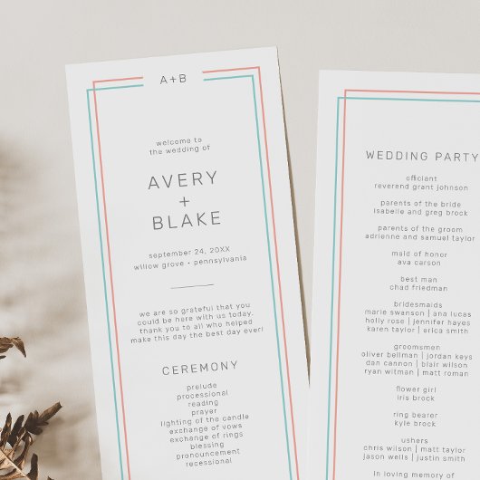 Programme AVERA Corail moderne et Mariage frontalier Turquoi