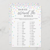 Programme Baby Around The World Shower Game Card - Sautinett (Devant / Derrière)