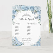 Programme Baby Blue Floral Quinceañera Padrinos Cour d'honne (Dos)