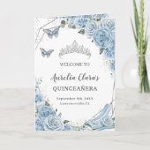 Programme Baby Blue Floral Quinceañera Padrinos Cour d'honne (Devant)
