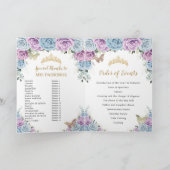 Programme Baby Blue Lilac Floral Quinceañera Ordre des événe (Intérieur)