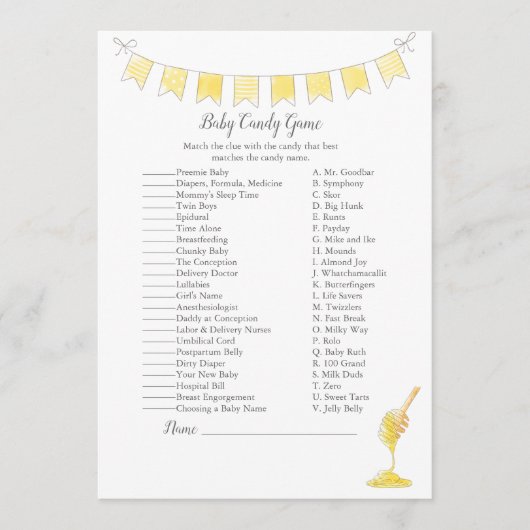 Programme Baby Candy Game Boy Teddy Bear and Honey Card (Devant)