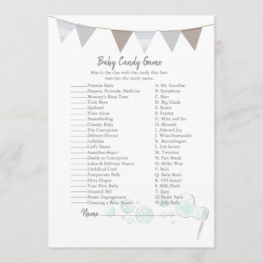 Programme Baby Candy Game moderne Baby Elephant Card (Devant)