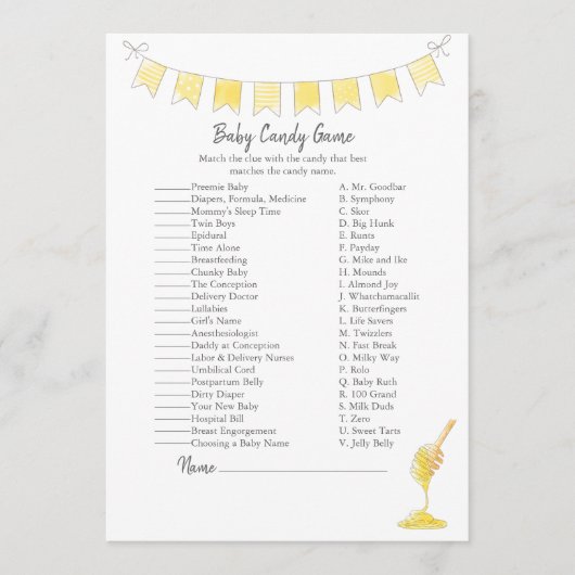 Programme Baby Candy Game Teddy Bear and Honey Card (Devant)