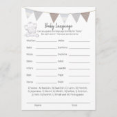 Programme Baby Language Game Modern Baby Elephant Card (Devant)