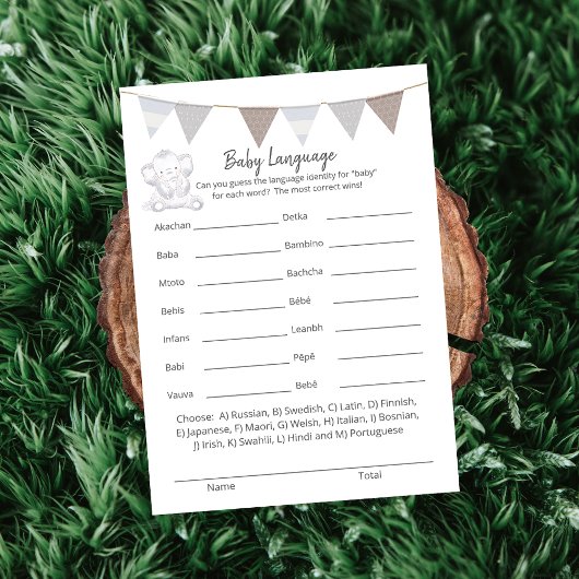 Programme Baby Language Game Modern Baby Elephant Card