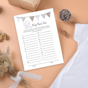 Programme Baby Name Race Game Baby Elephant Card