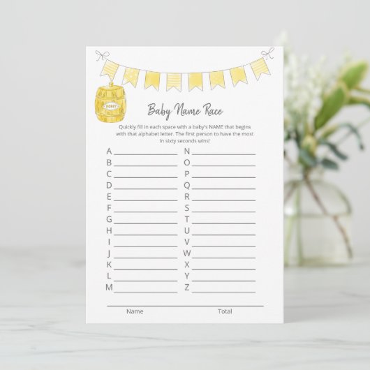 Programme Baby Name Race Jeu Teddy Bear Card (Debout devant)