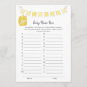 Programme Baby Name Race Jeu Teddy Bear Card (Devant)