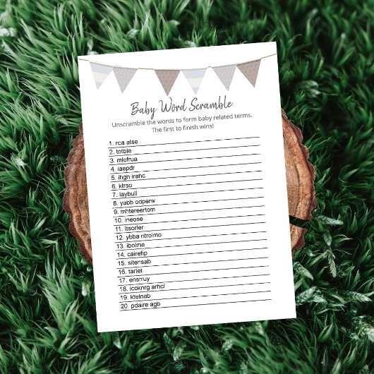 Programme Baby Word Scramble Modern Baby Elephant Card