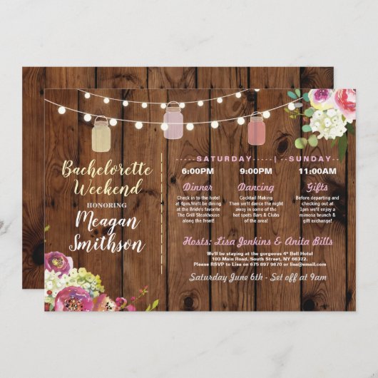 Programme Bachelorette Fête des mariées Itinéraire Jars Bois (Devant / Derrière)