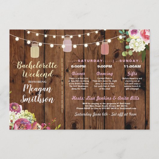 Programme Bachelorette Fête des mariées Itinéraire Jars Bois (Devant)