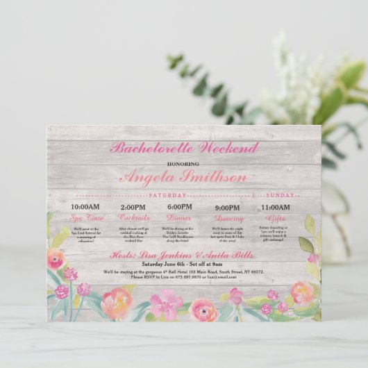 Programme Bachelorette Fête des mariées rustique Itinéraire (Debout devant)