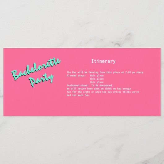 Programme Bachelorette Party Leopard Bus Pass (Dos)