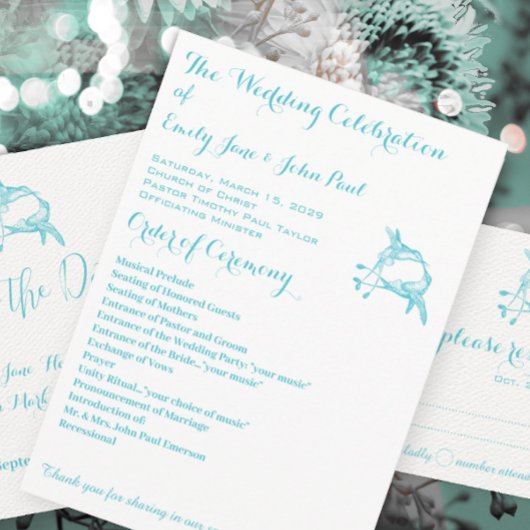Programme Baiser bleu de mariage de colibri