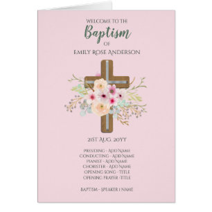 Programme BAPTISM de 4 pages - PINK croisé floral