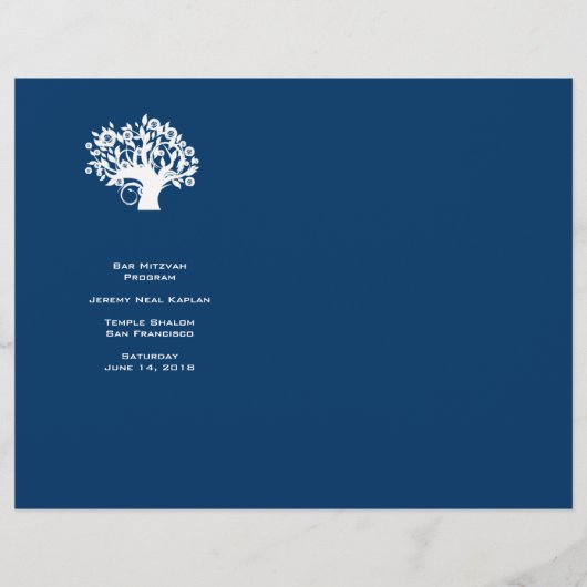 Programme Bar Mitzvah de l'Arbre de Vie de la Mari (Devant)