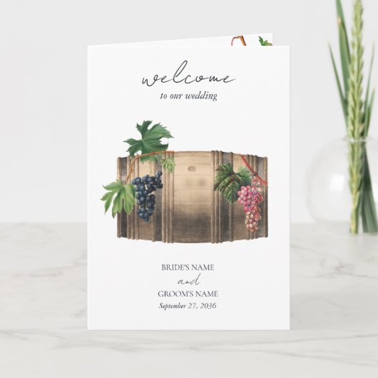 Programme Barrel Winery Vineyard Mariage Ordre de service (Devant)