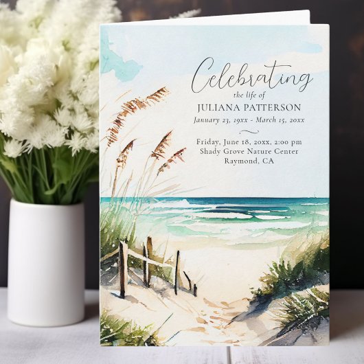 Programme Beach Ocean Celebration of Life Photo Funeral