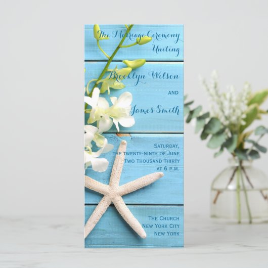 Programme Beach Starfish Wedding Programs with Orchid Floral (Debout devant)