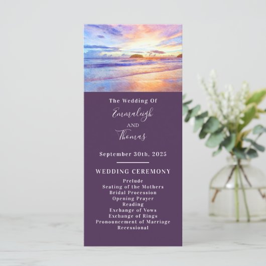 Programme Beach Watercolor Rose Sunrise Mariage (Debout devant)