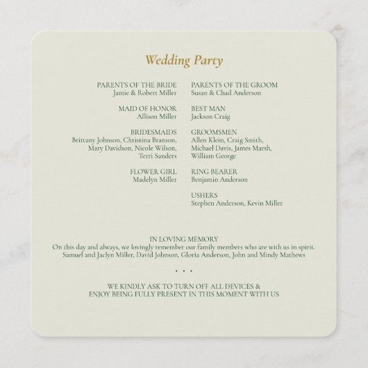 Programme Beau Mariage d'aquarelle florale (Dos)