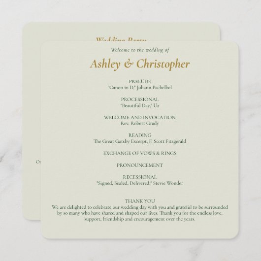 Programme Beau Mariage d'aquarelle florale (Devant / Derrière)