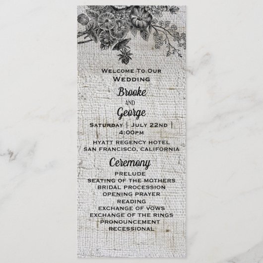 Programme Beau Mariage de Fleurs Noir & Gris (Devant)