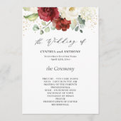 Programme Beau Mariage Floral Rouge Blanc Bourgogne (Devant)