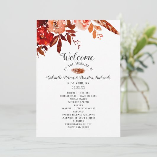 Programme Beauté rustique Floral Boho Chic Mariage cérémonie (Debout devant)