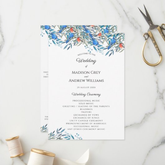 Programme Beaux Oiseaux Aquarelle et Mariage de Feuillage (Devant/Arrière en situation)