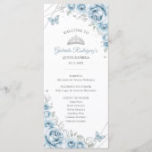 Programme Bébé Bleu Floral Quinceanera Ordre des événements (Devant)