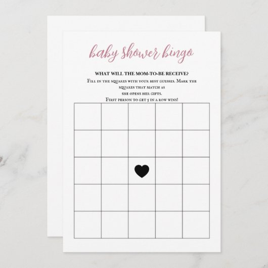 Programme Bébé en Fleur Baby shower Bingo (Devant / Derrière)