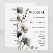 Programme Beige Neutral Floral Wedding (Devant / Derrière)