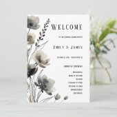 Programme Beige Neutral Floral Wedding (Debout devant)