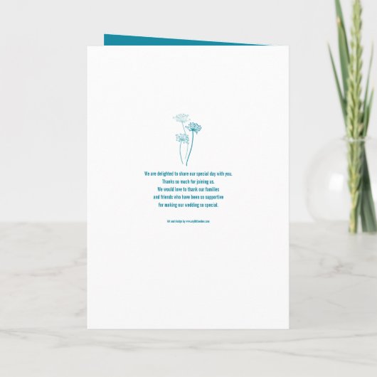 Programme Belle simple aqua bleu vaches mariage persil (Dos)