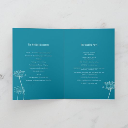Programme Belle simple aqua bleu vaches mariage persil (Intérieur)