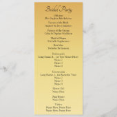 Programme Bienvenue à la cérémonie de mariage, Fleurs Jaune (Dos)