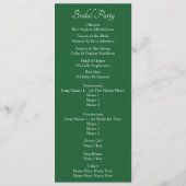 Programme Bienvenue à la cérémonie de mariage, vert émeraude (Dos)
