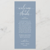 Programme Bienvenue et merci Mariage Place Setting Card (Devant)