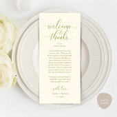 Programme Bienvenue et merci Mariage Place Setting Card