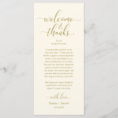 Programme Bienvenue et merci Mariage Place Setting Card (Devant)
