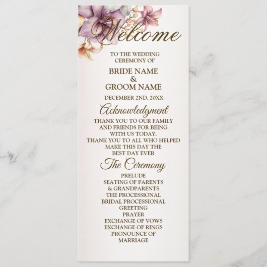 Programme Bienvenue Fleurs Boho Rose (Devant)