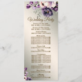 Programme Bienvenue Mariage Fleurs violettes rose or (Dos)