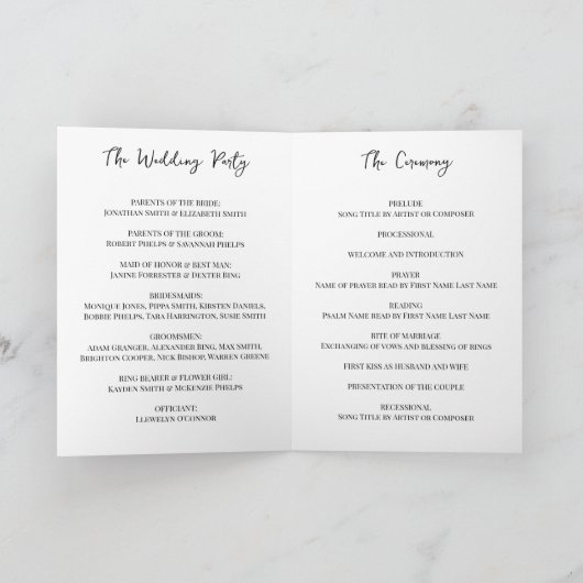 Programme Bienvenue Typographie moderne Mariage photo (Intérieur)